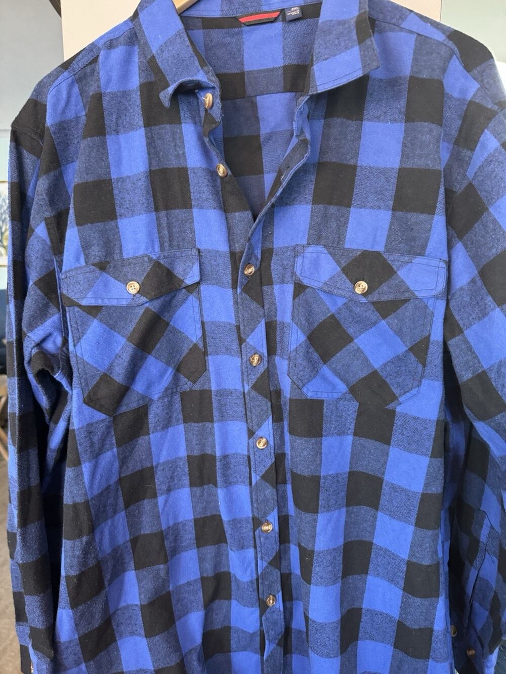 Italian Mens 2xl Lumberjack Black Blue Shacket Style Outdoor Buffalo Plaid